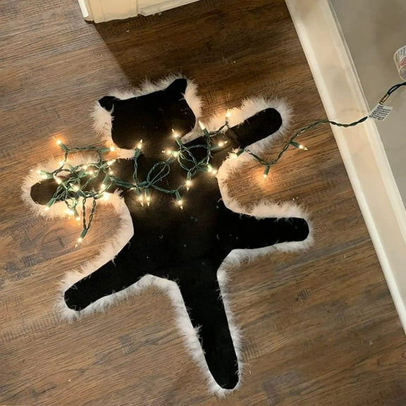 Light Up Fried Cat Rug Aunt Bethanys Fried Pussycat Rug from National Lampoons Funny Christmas Vacation Decoration Floor Carpet (Color Light)
