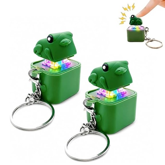 Light Up Frog Keychain, Rechargeable Fidget Clicker with Interactive Sound & LED Light, Portable Sensory Toy for Backpacks and Keys, 1 Pcs