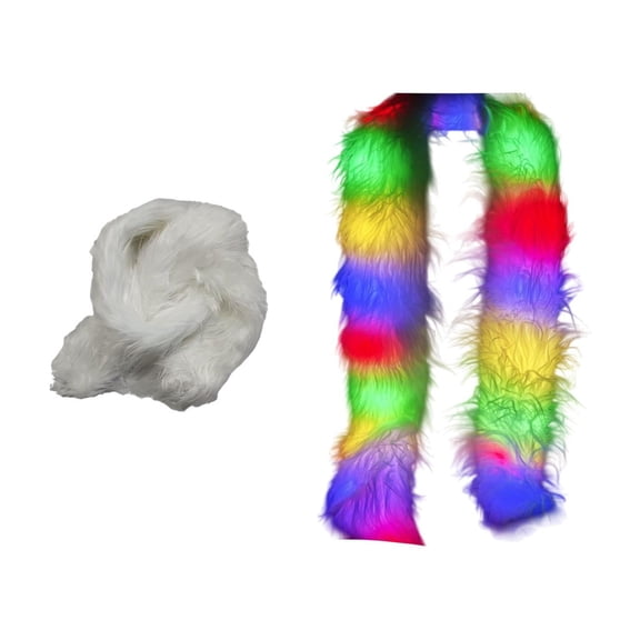 Light Up Fur Boa 5.6ft Plush Furry Scarf with LED Lights for Rave Dance Party Birthday Wedding Carnival