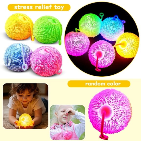 Light-Up Fuzzy Squeeze Ball, Stretchy Squeeze Toys, Squeeze Stress Ball, Squeeze Party Favors, 3 Inch Diameter Random Solid Dense, Soft Squeezable Design Great for Gatherings-1pc