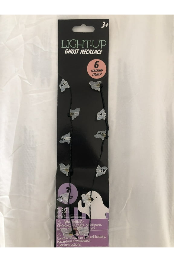 Light-Up Ghost Halloween Necklace, 3 Pack