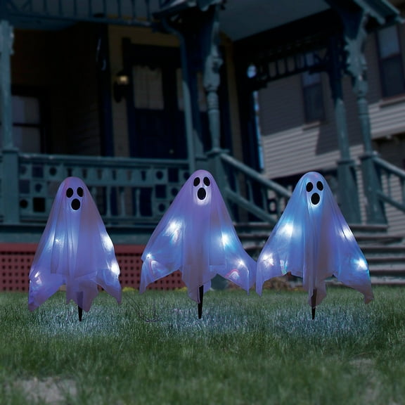Light-Up Ghost Yard Stakes Halloween Decorations, Home Decor, Halloween, 3 Pieces