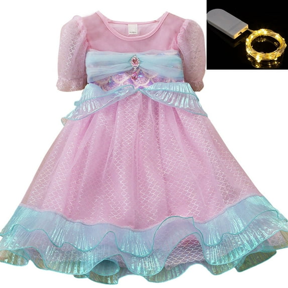 Light Up Girls Halloween Costume Princess Dress Christmas Costumes Toddler Kids Costume with Cosplay Birthday Party Wedding Formal 3-8 Years