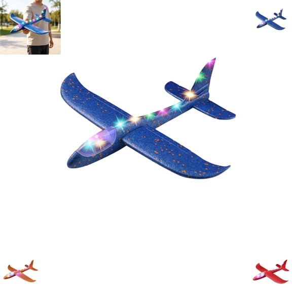 Light Up Glider Airplane – Hand Throw Foam Plane with LED Lights, Full Body Glowing DIY Flying Toy for Kids, Durable EPP Throwing Aircraft Model