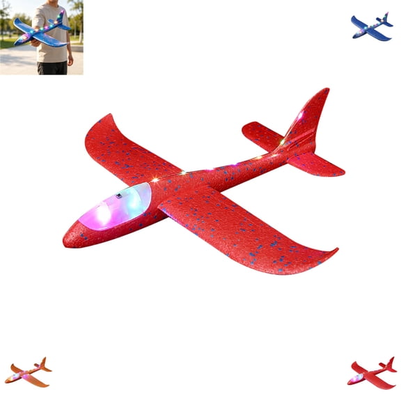 Light Up Glider Airplane – Hand Throw Foam Plane with LED Lights, Full Body Glowing DIY Flying Toy for Kids, Durable EPP Throwing Aircraft Model