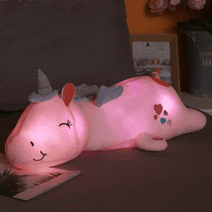 Light Up Glow Unicorn Pillow Plush 3D Stuffed Animal 60cm Pink Unicorn