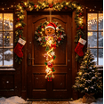 thumbnail image 1 of Light-Up Glowing Christmas Door Hanger, Winter Front Door Hanger, Lighted Christmas Seasonal Decor, 1 of 5