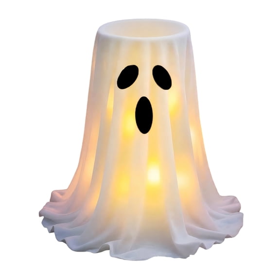 Light-Up Halloween Ghost Candy Bowl Stand, 55" Tall White Iron Candy Holder with Remote Control for Trick-or-Treating