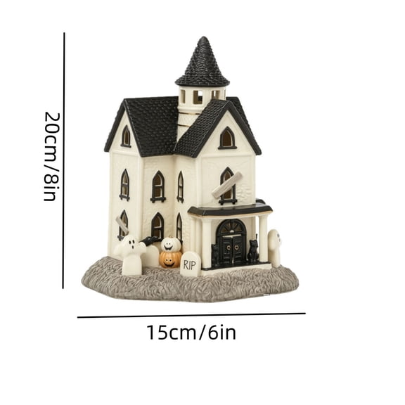 Light Up Halloween Manor Figurine Detailed Resin Castle Decor with Windows for Fireplace Shelf Autumn Holiday YYUZH