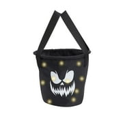 Light Up Halloween Trick or Treat Bucket Black Candy Bags for Halloween Party Favors LED Glow in The Dark Goodie Bags for Trick or Treat Candy Gifts