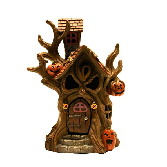 Light Up Haunted Tree House LED Spooky Halloween Fairy Garden Decor Outdoor Dollhouse Miniatures