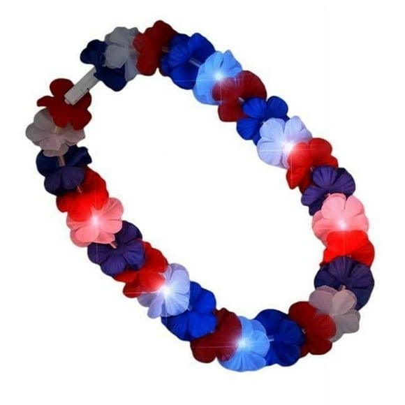 Light Up Hawaiian Lei, Red, White & Blue