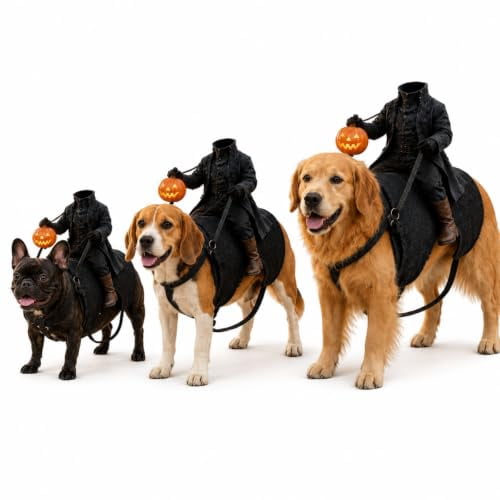 Light-Up Headless Horseman Pet Costume, Pumpkin Rider Harness - Walmart.com