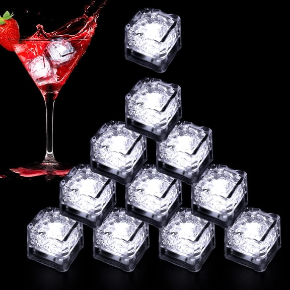Light Up Ice Cubes For Drinks 48white Led Liquid Activated Glow In The Dark Waterproof Home Bar Supplies Summer Party Wedding Decor