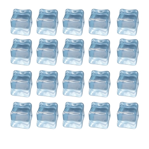 Light Up Ice Cubes with Acrylic Glow in The Dark Design, 20-Pack 0.55 Inch, Light Blue, for Party Table Decorations