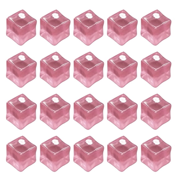 Light Up Ice Cubes with Battery-Powered Led, 20-Pack 0.55 Inch Acrylic, Light Pink for Party Table Decor, Decoration
