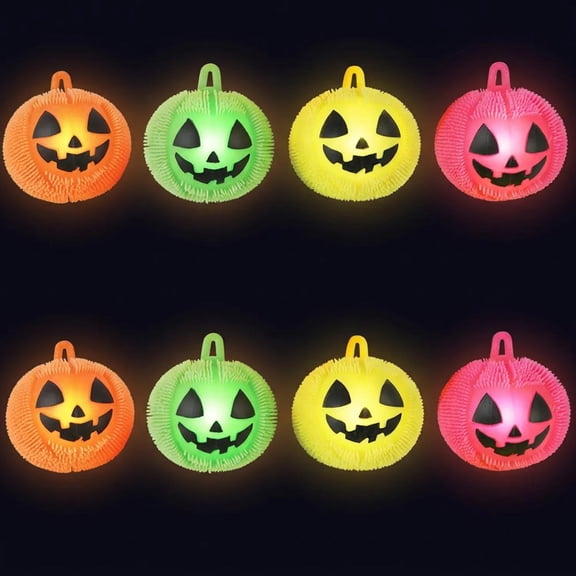 Light-Up Jack-O'-Lantern Puffer Ball Plastic YoYos  8 pc
