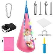 Light Up Kids Pod Swing Seat Kit Versatile Easy to Install Hammock Swing with LED Light Comfortable LED Pod Hanging Chair for Home