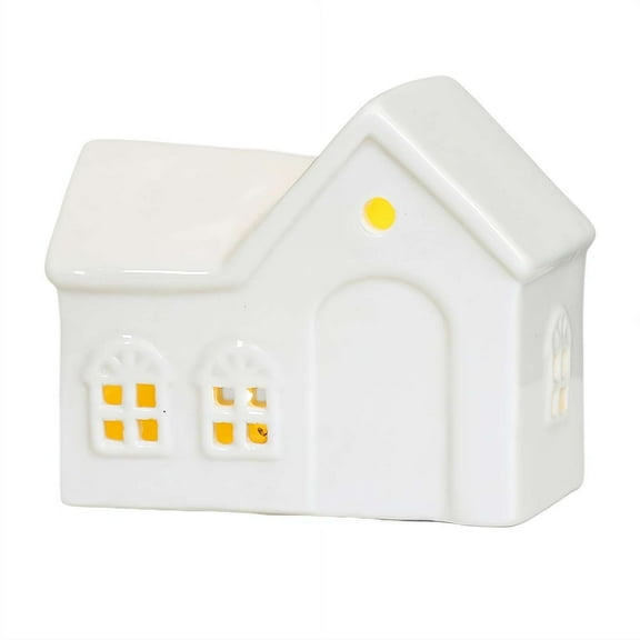 Light-Up LED Ceramic House Christmas Tabletop Decoration - Vintage Christmas Village Houses,Handmade Xmas Houses with Built-in Led Lights,Christmas Town Scene Collection Buildings,White