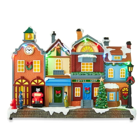 Light-Up LED Christmas Village Buildings, 12.9 in x 9.25 in, by Holiday Time