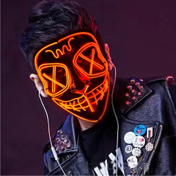Light Up LED Halloween Party Scary Mask 3 Lighting Modes Glow In The Dark