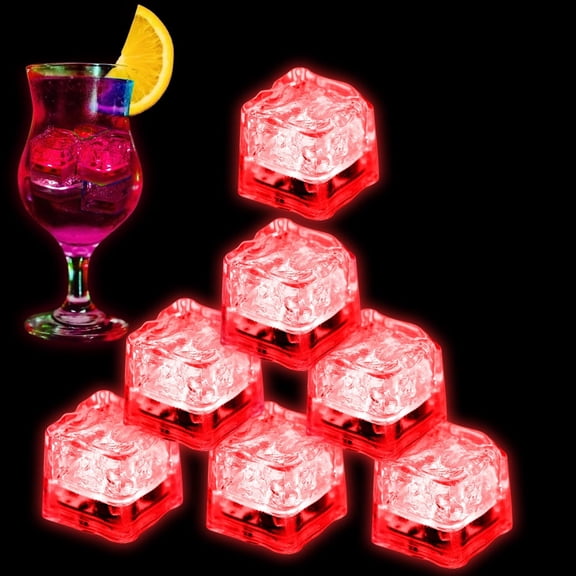 Red LED Light-Up Ice Cubes 96-Pack Liquid-Activated Glow Ice Cubes for Drinks