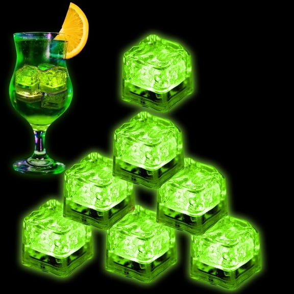 Light-Up LED Ice Cubes 96 Pieces Green Liquid-Activated Glow Ice Cubes for Drinks