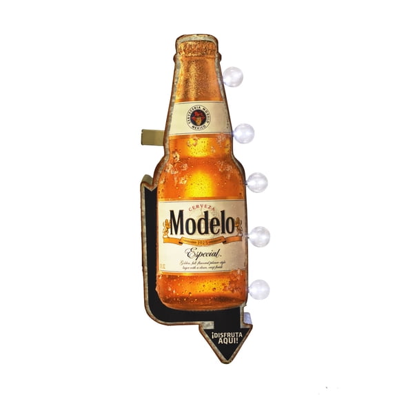 Light Up LED Modelo Beer Bottle Metal Sign Tin Home Bar Garage Wall Art Man Cave Shop Decor