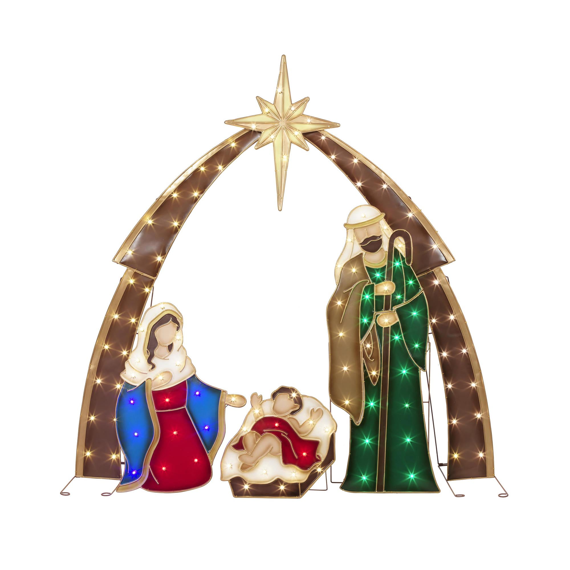 LightUp LED Nativity Scene with 110 LED Lights, Set of 4, by Holiday