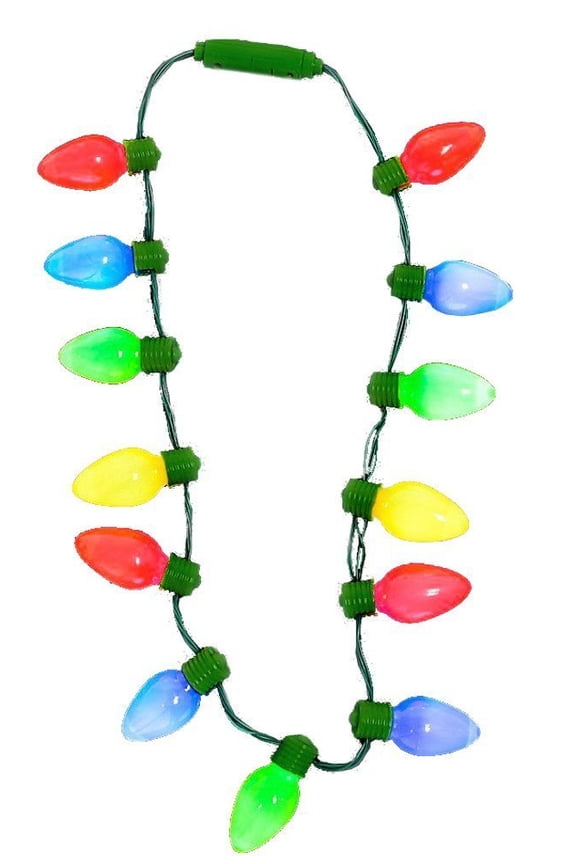 16" Large Light-up Christmas Tree Light Bulbs Necklace Costume Accessory