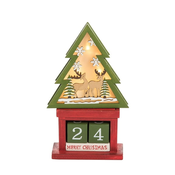 Light-Up LED Christmas Tree Advent Calendar 4.7" x 8.3"