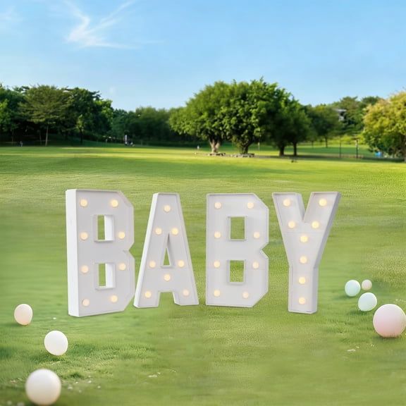 Light Up Letters "BABY" 70cm Foam Board Sign, LED Illuminated Large Alphabet for Birthday Wedding Engagement Party Backdrop Decor (DIY Event Display)