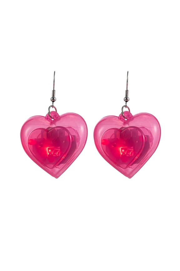 Light Up Love Heart Earring Fashion Heart LED Lights Dangle Hook Earrings Valentines Jewelry Party Accessory