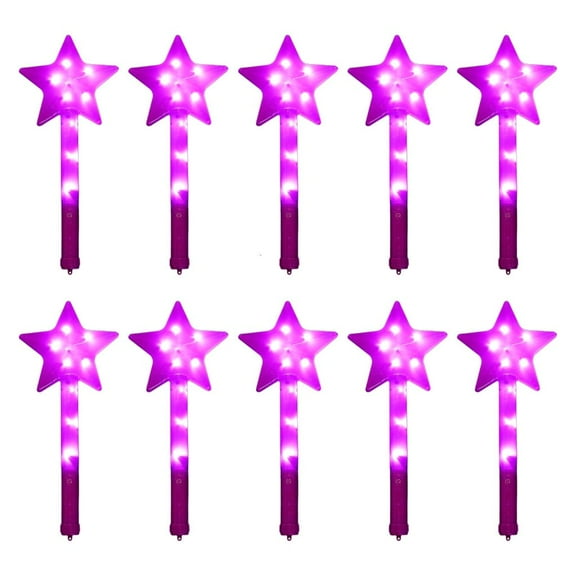 Light Up Magic Wands Glowing Sticks LED Flashing Stick Set of 10 Colorful Star Fairy Wand Children Birthday Party Supply