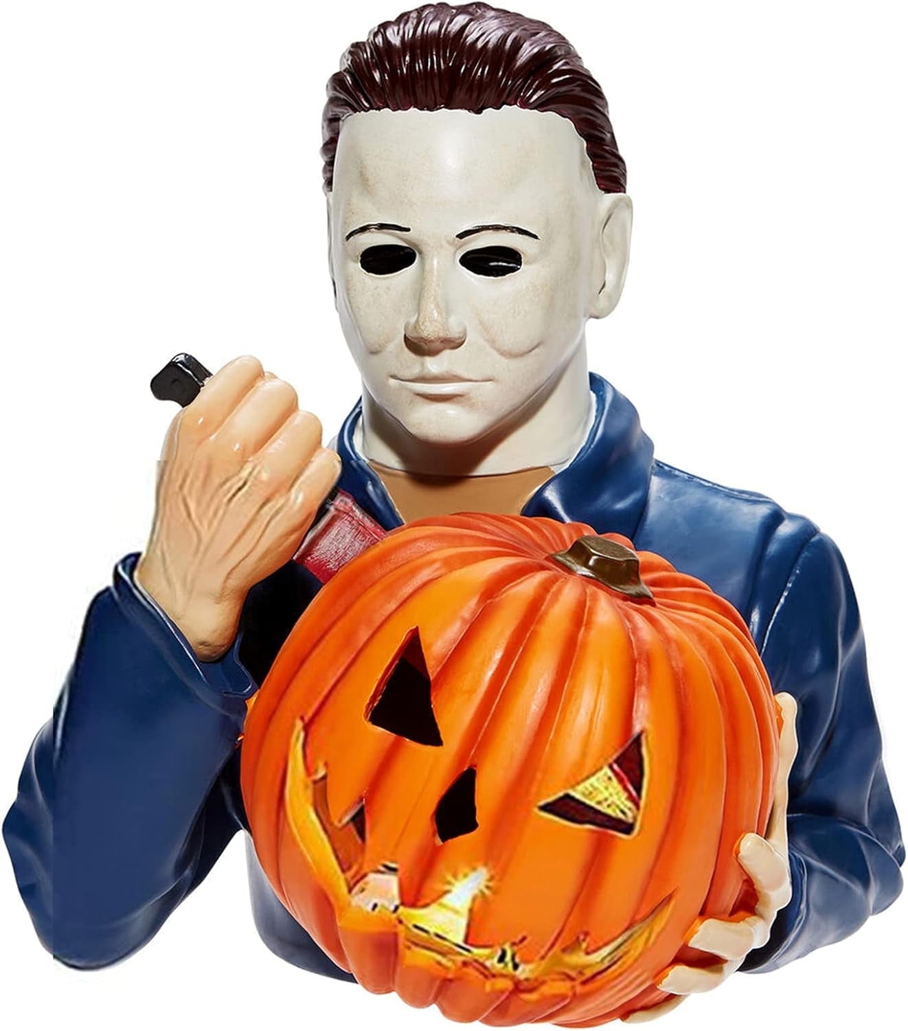 Light Up Michael Myers Statue Halloween Decoration with Pumpkin Horror ...