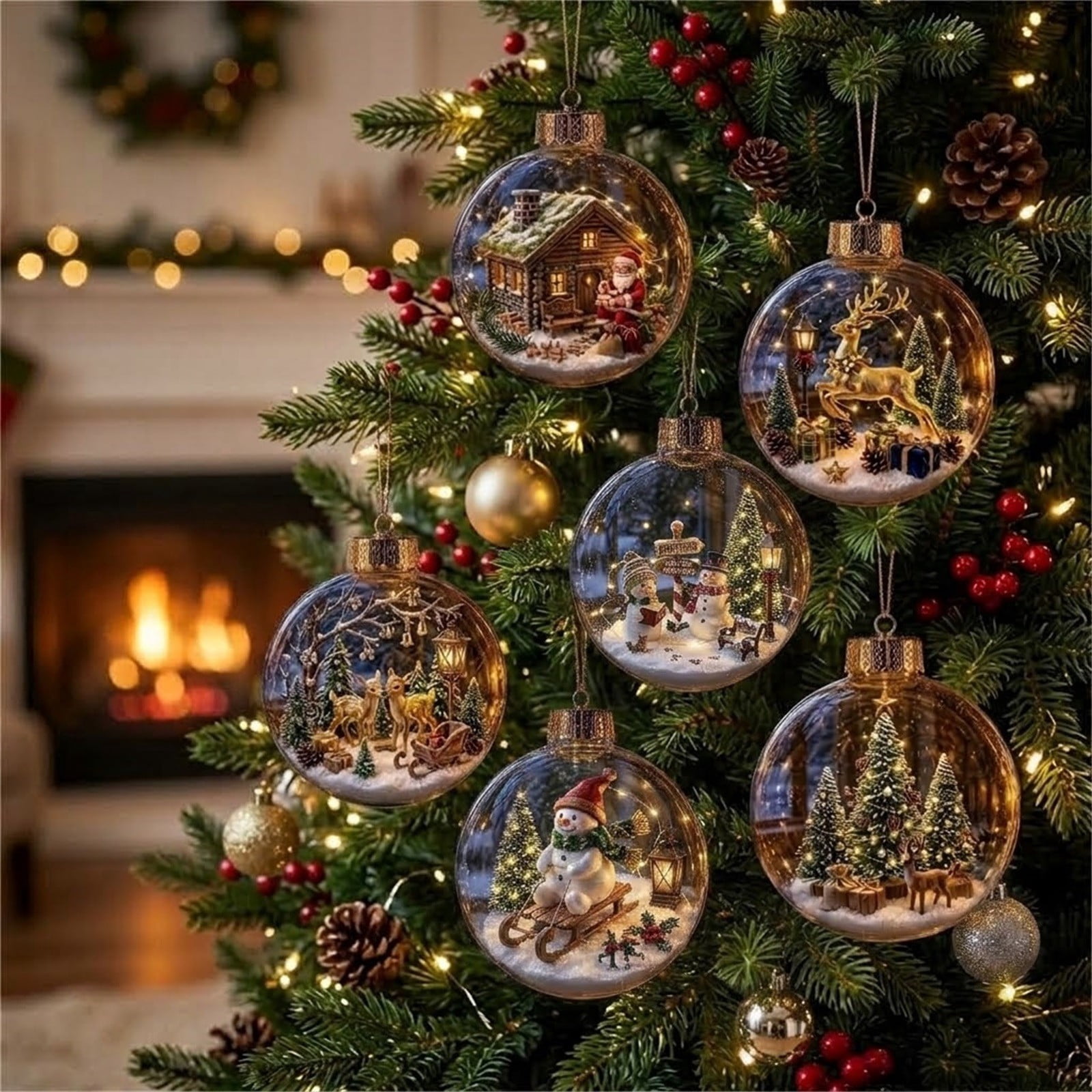 Light-Up Mini Christmas Scene Ornament, 3.15