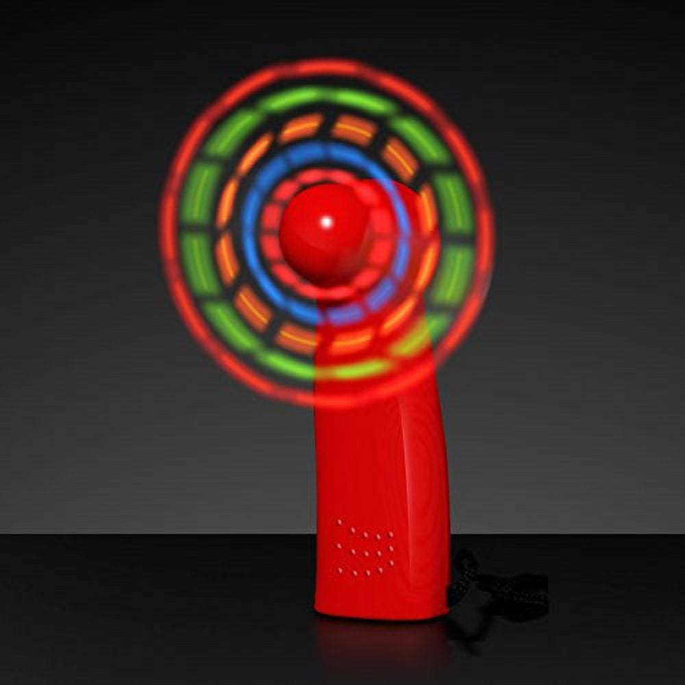 Light Up Mini Handheld Fans with Red (Set of 12)