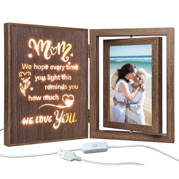 Light Up Mom Picture Frame, Mom - We love you, Holds 2 4x6 Photos, Gift for Mother's Day Birthday