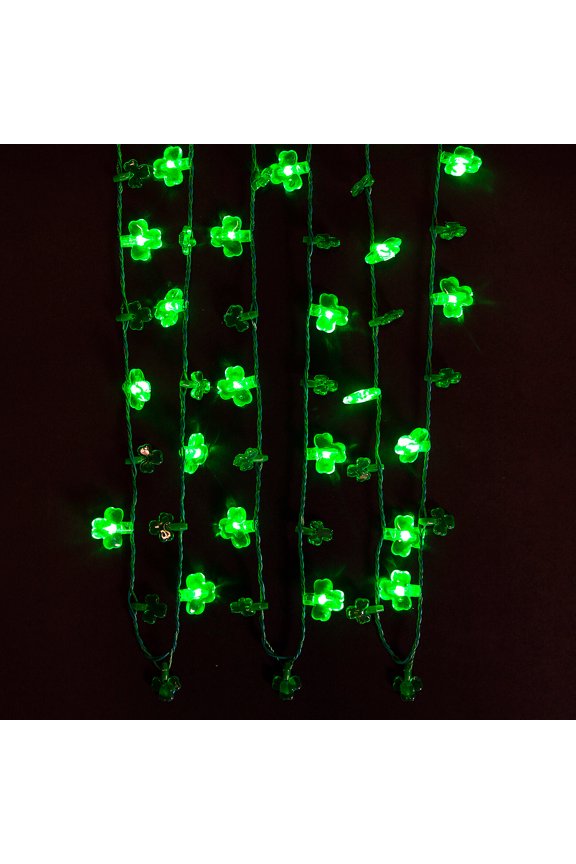 Light-Up Multi-Shamrock Necklaces - 6 Pieces