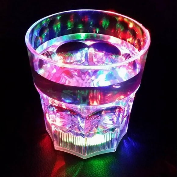 Light-Up Novelty Whiskey Cup - Liquid-Activated Flashing Acrylic LED Rocks Glass - Party Bar Favor & Dad Gift