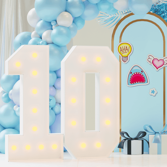 Light Up Numbers 4FT, Number 10 Light Up Sign Marquee Numbers 4 Feet Tall, Large 10 Marquee Number for 10th Birthday Party Decorations Mosaic Número