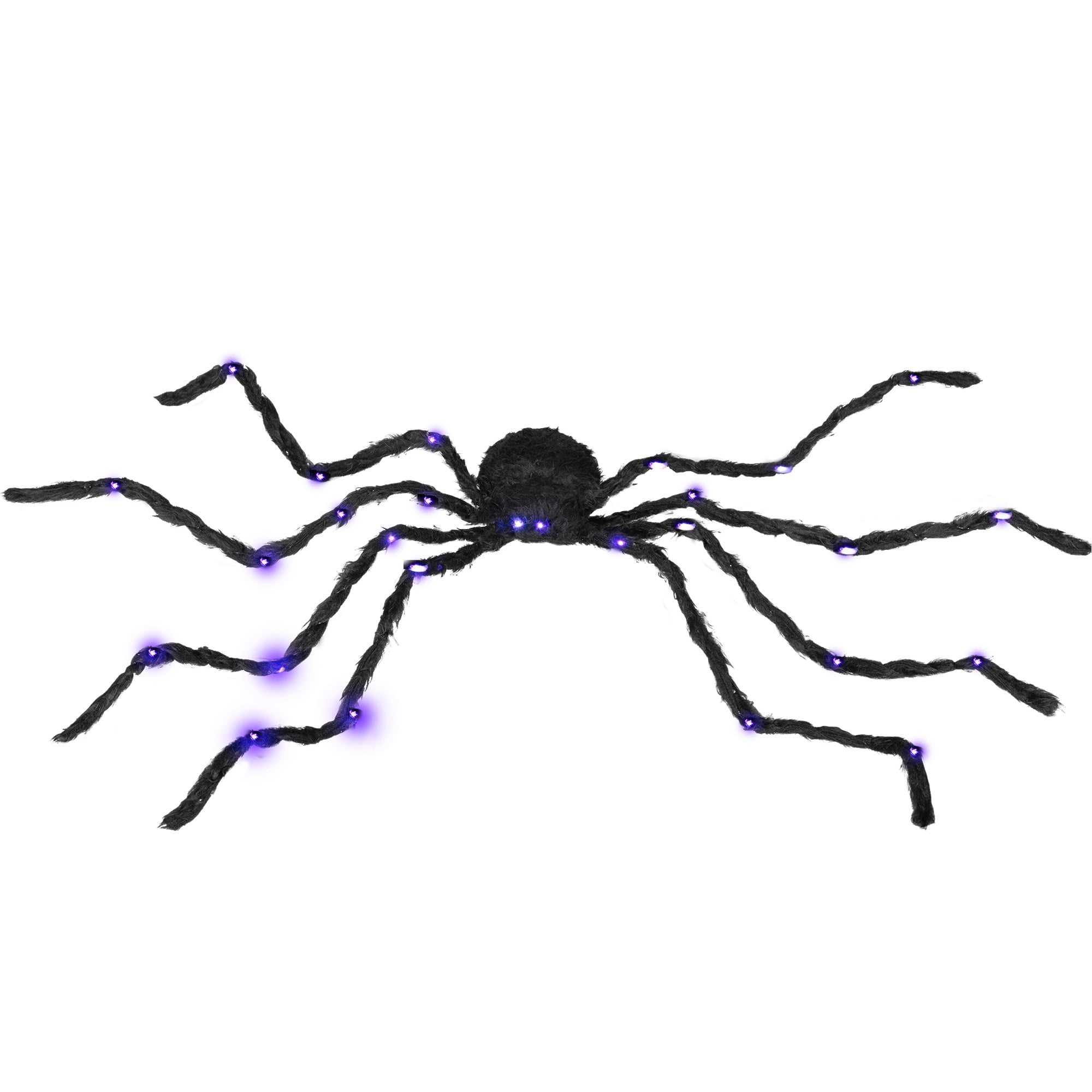 Light-Up Oversized Spider Halloween Decoration 47.2 Inch Purple Glowing Bendable Legs Battery-Operated for Haunted House