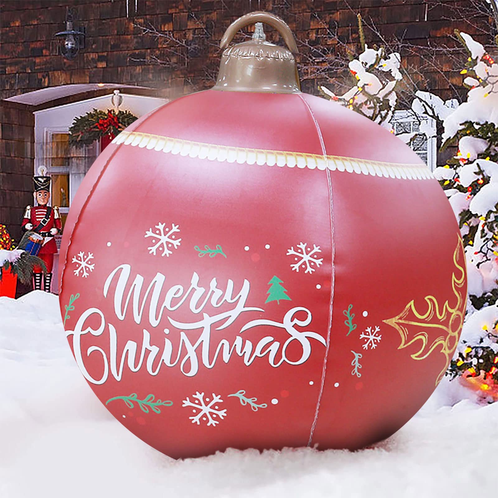 Light Up PVC Inflatable Christmas Ball, Large Outdoor Christmas PVC