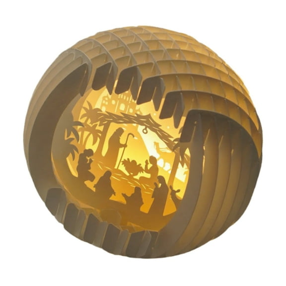Light Up Paper Cutting Nativity Scene Christmas Nativity Set Indoor Festives Ornament for Tabletop Mantle Fireplaces