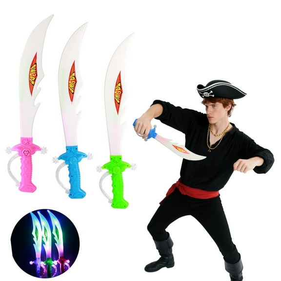 Light Up Pirate Toy Sword (Set of 12) - 15 Inch Light Up Toys with Flashing LED Lights - Fun Play Swords Gifts That Elevate Your Custume