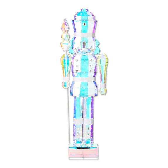 Light-Up Prismatic Nutcracker Indoor/Outdoor Christmas Decoration, Iridescent, 6ft