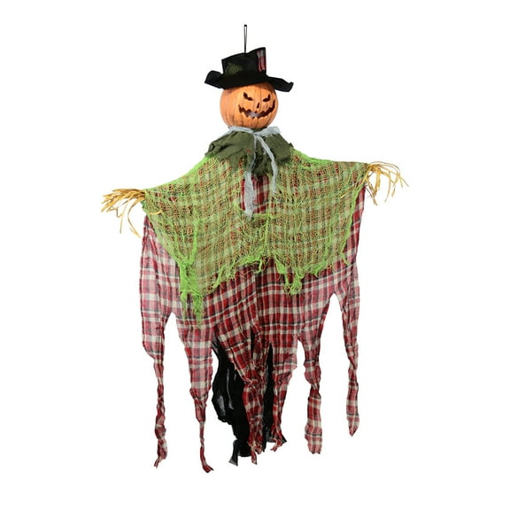 Light Up Pumpkin Head Animated Jack O Lantern Scarecrow Scary Haunted House Prop Outdoor Yard Animatronics Halloween Party Decor