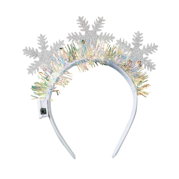 Light Up Reindeer Antler Headband for Adults, LED Christmas Headband with Pinecone Berries Glitter Holiday Party Costume Prop
