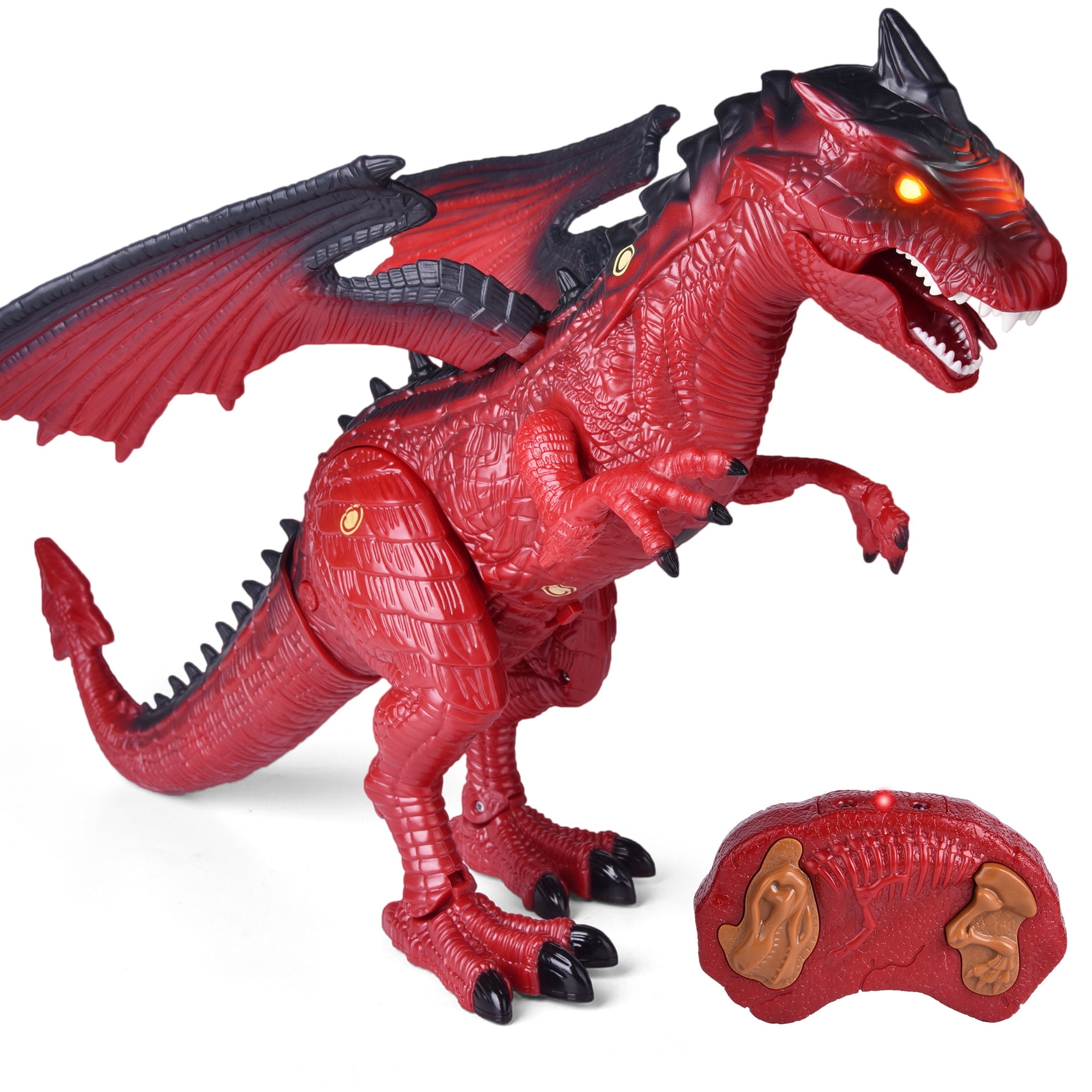 Light Up Remote Control Dinosaur Walking and Roaring Realistic TRex Dinosaur Toys with Glowing