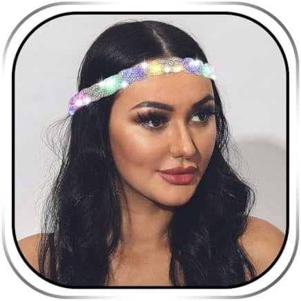 Light Up Rhinestone Headband Glow Disco Headpiece Led Bling Hair Accessories for Women(1-)